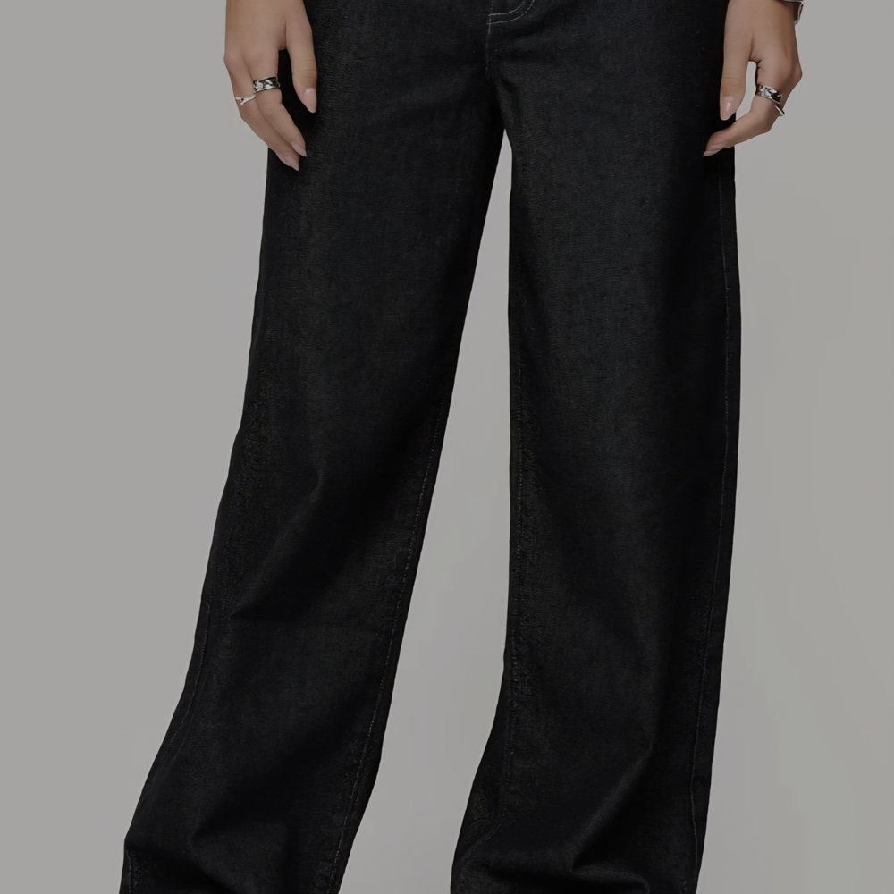 New, Edikted Cuffed Low Rise Straight Leg Jeans, Size Adult Medium